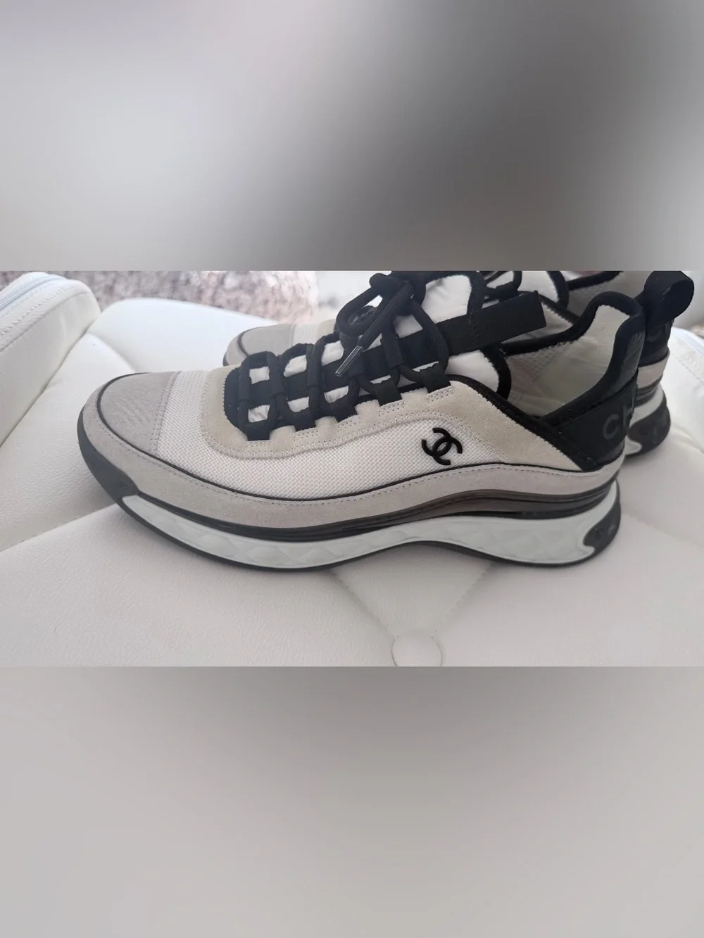 SOLD- Chanel Velvet Calfskin Mixed Fibers CC Sneakers- 41.5